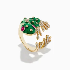 Effy Jewelry Safari 14K Yellow Gold Ruby and Diamond Frog Ring | Rings