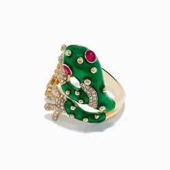 Effy Jewelry Safari 14K Yellow Gold Ruby and Diamond Frog Ring | Rings