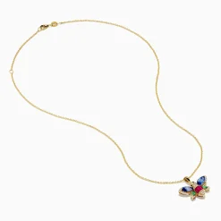 Effy Jewelry Safari 14K Yellow Gold Sapphire, Emerald, Ruby and Diamond Dragon Fly Pendant | Necklaces & Pendants