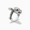BH MULTI Safari Sterling Silver and 14K Gold Sapphire Dragon Ring, 0.79 TCW | Rings