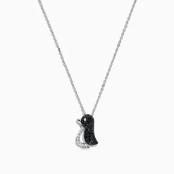 Effy Jewelry Safari Sterling Silver Black and White Diamond Penguin Pendant, 0.31 TCW | Necklaces & Pendants