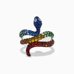 Effy Jewelry 925 Safari Sterling Silver Multi Sapphire Snake Ring | Rings