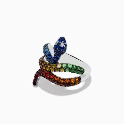 Effy Jewelry 925 Safari Sterling Silver Multi Sapphire Snake Ring | Rings