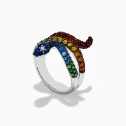 Effy Jewelry 925 Safari Sterling Silver Multi Sapphire Snake Ring | Rings