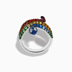 Effy Jewelry 925 Safari Sterling Silver Multi Sapphire Snake Ring | Rings