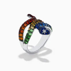 Effy Jewelry 925 Safari Sterling Silver Multi Sapphire Snake Ring | Rings