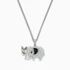 Effy Jewelry Safari Sterling Silver Multi Sapphire and Tsavorite Elephant Pendant, 2.20 TCW | Necklaces & Pendants