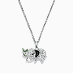 Effy Jewelry Safari Sterling Silver Multi Sapphire and Tsavorite Elephant Pendant, 2.20 TCW | Necklaces & Pendants