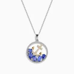 Effy Jewelry Seaside 925 Sterling Silver u0026 14K Gold Tanzanite u0026 Diamond Anchor Pendant | Necklaces & Pendants