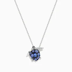 Effy Jewelry Seaside 925 Sterling Silver Multi Diamond and Tanzanite Turtle Pendant | Necklaces & Pendants