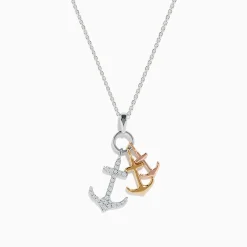Effy Jewelry Seaside 14K 3 Color Gold Diamond 3 Anchor Pendant | Necklaces & Pendants