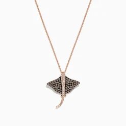 Effy Jewelry Seaside 14K Gold Espresso u0026 White Diamond Stingray Pendant, 0.46 TCW | Necklaces & Pendants