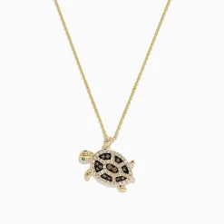 BH Multi Seaside 14K Gold Espresso u0026 White Diamond Turtle Pendant, 0.42 TCW | Necklaces & Pendants
