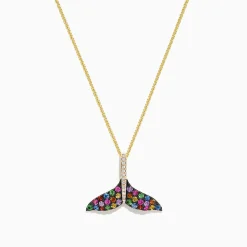 BH Multi Seaside 14K Gold Sapphire u0026 Diamond Whale's Tail Pendant, 0.82 TCW | Necklaces & Pendants