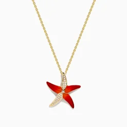 Effy Jewelry Seaside 14K Orange Enamel and Diamond Starfish Pendant | Necklaces & Pendants