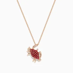 Effy Jewelry Seaside 14K Rose Gold Diamond and Ruby Crab Pendant | Necklaces & Pendants