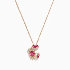 Effy Jewelry Seaside 14K Rose Gold Pink Sapphire and Diamond Crab Pendant | Necklaces & Pendants