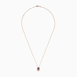Effy Jewelry Seaside 14K Rose Gold Pink Sapphire and Black Diamond Octopus Pendant | Necklaces & Pendants