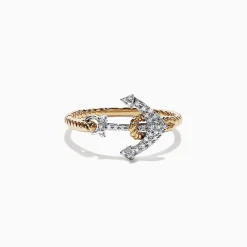 Effy Jewelry Seaside 14K Two Tone Gold Diamond Anchor Ring, 0.12 TCW | Rings