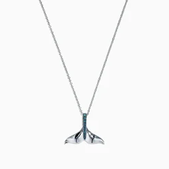 Effy Jewelry Seaside 14K White Gold Blue Diamond Whale's Tail Pendant, 0.05 TCW | Necklaces & Pendants