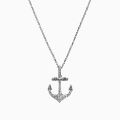 Effy Jewelry Seaside 14K White Gold Diamond Anchor Pendant, 0.21 | Necklaces & Pendants