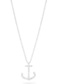 Effy Jewelry Seaside 14K White Gold Diamond Anchor Pendant, 0.09 TCW | Necklaces & Pendants
