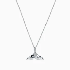 Effy Jewelry Seaside 14K White Gold Diamond Whale's Tail Pendant, 0.05 TCW | Necklaces & Pendants