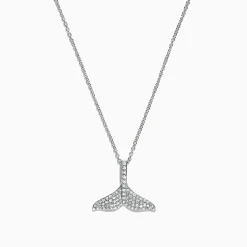 Effy Jewelry Seaside 14K White Gold Diamond Whale's Tail Pendant, 0.28 TCW | Necklaces & Pendants