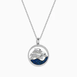 Effy Jewelry Seaside 14K White Gold Sapphire u0026 Diamond Dolphins Pendant, 0.65 TCW | Necklaces & Pendants