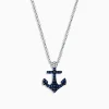 Effy Jewelry Seaside 14K White Gold Sapphire and Diamond Anchor Pendant, 0.29 TCW | Necklaces & Pendants