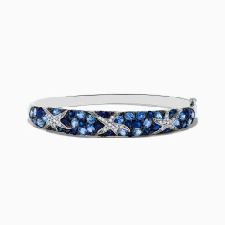 Effy Jewelry Seaside 14K White Gold Sapphire u0026 Diamond Starfish Bangle, 8.25 TCW | Bracelets