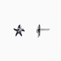 Effy Jewelry Seaside 14K White Gold Sapphire u0026 Diamond Starfish Stud Earrings, 0.71 TCW | Earrings