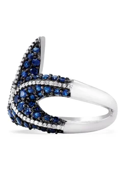Effy Jewelry Seaside 14K White Gold Sapphire u0026 Diamond Starfish Ring | Rings