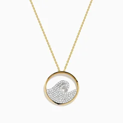 Effy Jewelry Seaside 14K White u0026 Yellow Gold Diamond Wave Pendant | Necklaces & Pendants