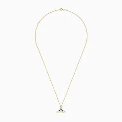 BH Multi Seaside 14K Yellow Gold Blue Diamond Whale's Tail Pendant, 0.05 TCW | Necklaces & Pendants