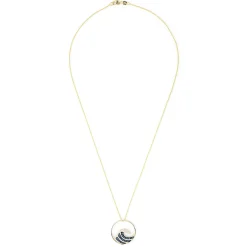 Effy Jewelry Seaside 14K Yellow Gold Blue u0026 White Diamond Wave Pendant, 0.53 TCW | Necklaces & Pendants