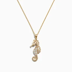Effy Jewelry Seaside 14K Yellow Gold Diamond Seahorse Pendant, 0.15 TCW | Necklaces & Pendants