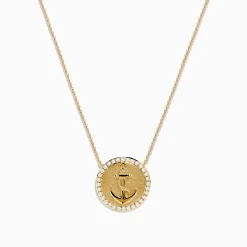 Effy Jewelry Seaside 14K Yellow Gold Diamond Anchor Necklace | Necklaces & Pendants