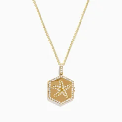 Effy Jewelry Seaside 14K Yellow Gold Diamond Starfish Locket Pendant | Necklaces & Pendants