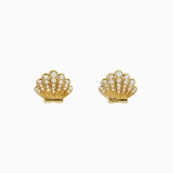 Effy Jewelry Seaside 14K Yellow Gold Diamond Seashell Earrings | Earrings
