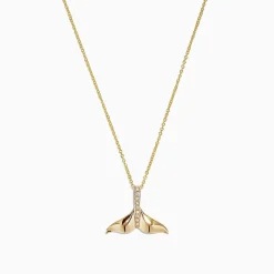Effy Jewelry Seaside 14K Yellow Gold Diamond Whale's Tail Pendant, 0.05 TCW | Necklaces & Pendants