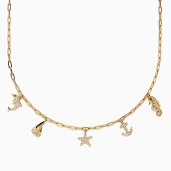 Effy Jewelry Seaside 14K Yellow Gold Diamond Charm Necklace | Necklaces & Pendants