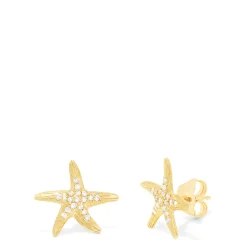 Effy Jewelry Seaside 14K Yellow Gold Diamond Starfish Earrings, 0.18 TCW | Earrings