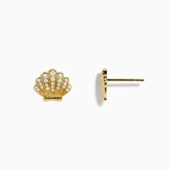 Effy Jewelry Seaside 14K Yellow Gold Diamond Seashell Earrings | Earrings