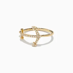 Effy Jewelry Seaside 14K Yellow Gold Diamond Anchor Ring | Rings