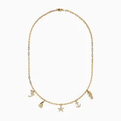 Effy Jewelry Seaside 14K Yellow Gold Diamond Charm Necklace | Necklaces & Pendants