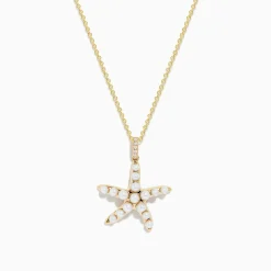 Effy Jewelry Seaside 14K Yellow Gold Fresh Water Pearl u0026 Diamond Starfish Pendant | Necklaces & Pendants