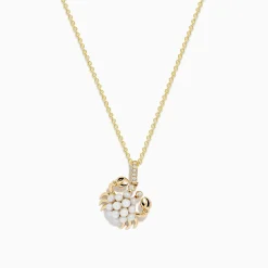 Effy Jewelry Seaside 14K Yellow Gold Fresh Water Pearl and Diamond Crab Pendant | Necklaces & Pendants