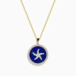 Effy Jewelry Seaside 14K Yellow Gold Lapis and Diamond Starfish Pendant | Necklaces & Pendants
