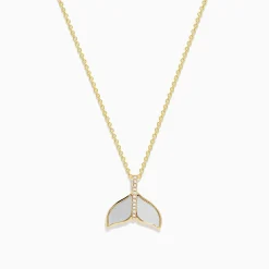 BH Multi Seaside 14K Yellow Gold Mother of Pearl u0026 Diamond Whale Tail Pendant | Necklaces & Pendants
